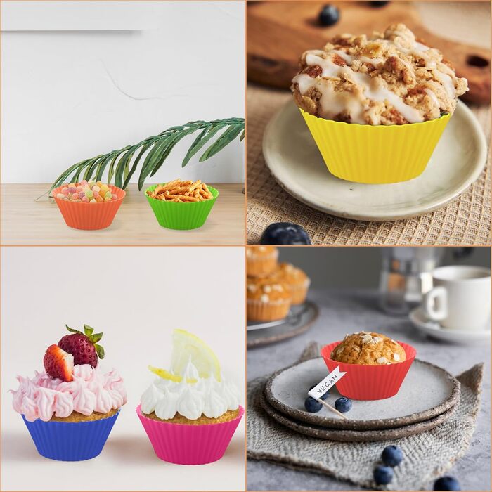 28 Формочки для мафінів з силікону, 6 типів, багаторазові, антипригарні, для випічки, кольорові