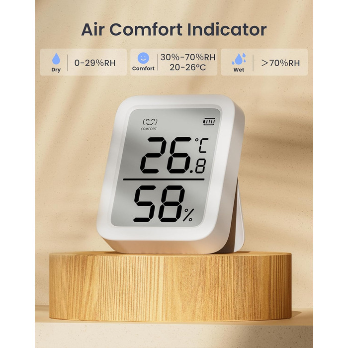 SwitchBot Indoor Thermometer Hygrometer 3-Pack, Indoor Temperature and Humidity Sensor with Smart Alert and 68-Day Data Storage, Bluetooth Room Thermometer for Baby, Home, Garage