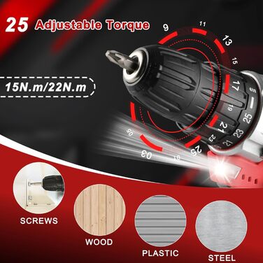 Набір інструментів TLGREEN 138-tlg з акумуляторним шуруповертом 12V, червоний. Для ремонту, обслуговування, DIY