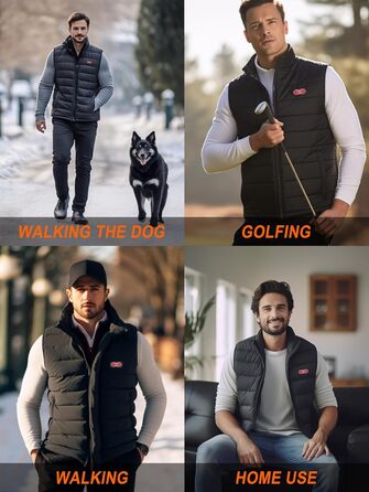 Обогревна жилетка для чоловіків та жінок, жилетка з підігрівом з акумулятором 10000 mAh та 5 зонами підігріву, для катання на лижах та полювання, чорний колір