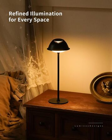 Світлодіодна настільна лампа бездротова LED для вулиці та дому, димована, з акумулятором 5200mAh, водонепроникна IP54, чорна (2 шт)