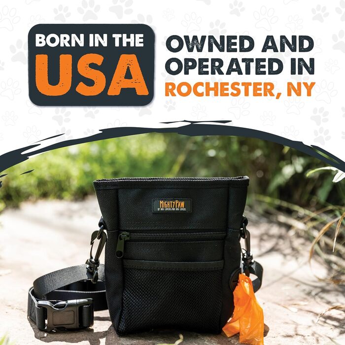 Сумка для ласощів Mighty Paw для собак: навчання та тренування | Зручна сумка для ласощів на руці для собак | Оранжево-чорна