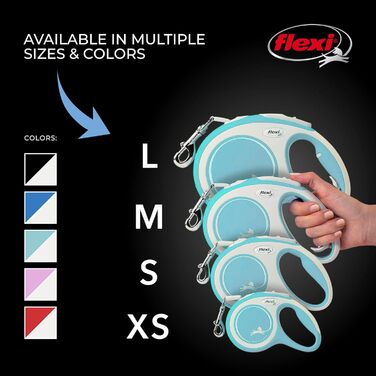 Висувна повідка для собак FLEXI New Comfort, 5 м, розмір S, сіра/блакитна/пастельна, до 15 кг