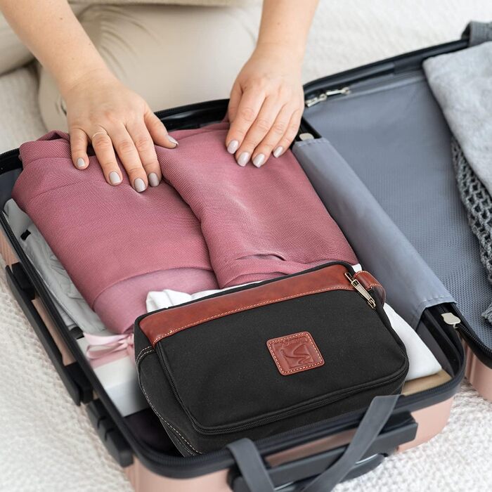 Чоловіча та жіноча дорожня косметичка/туалетна сумка з канвасу, велика (28x16x14 см)