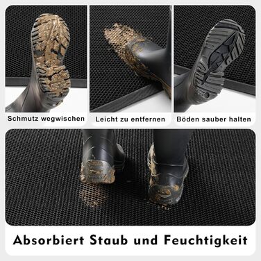 Килимок привідний вуличний 40x60 см, протиковзний силіконовий килим для бруду та пилу, вологостійкий та придатний для прання, чорний