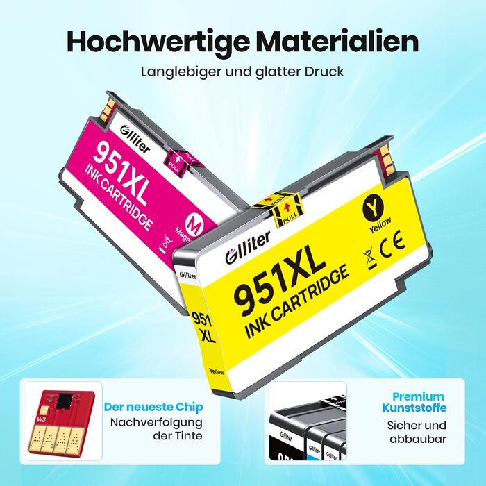 Комплект картриджів Glliter 950XL та 951XL для принтерів HP Officejet Pro 8600, 8610, 8620, 8630, 8640, 8660, 8100, 251DW, 276DW (4 шт.)