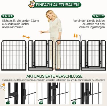Yaheetech Folding Dog Playpen - 100cm High, 6-Panel, Portable Dog Kennel with Door for Indoor & Outdoor Use - Easy Assembly