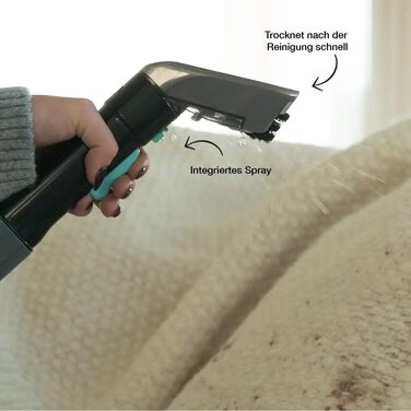 Вагзасув - очищувач плям для килимів, диванів, килимків, м'яких меблів, сходів, авто - потужний килимовий очищувач - пристрій для чищення м'яких меблів 650W, 1,4L, сірий/блакитний