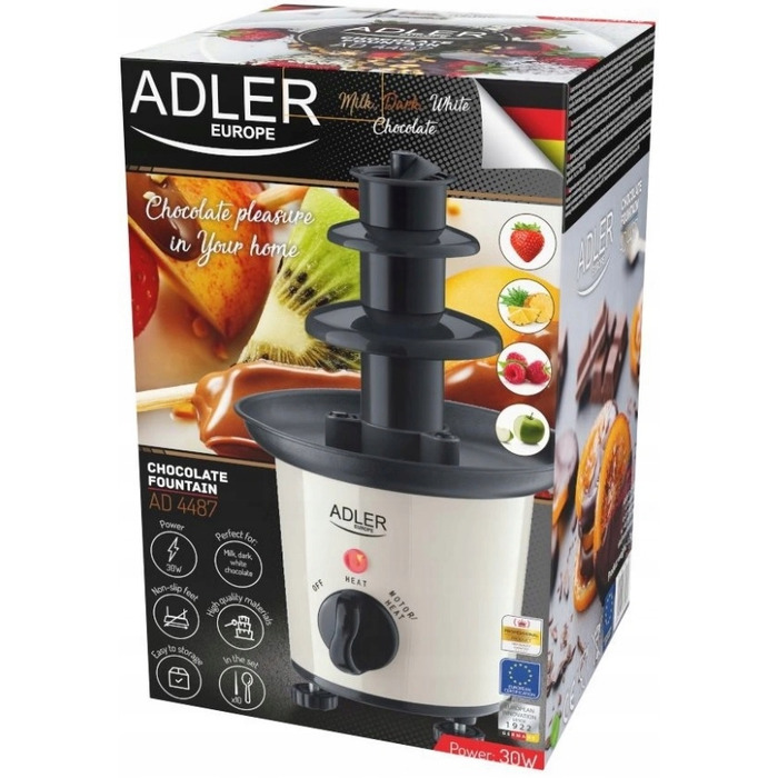 Шоколадний фонтан Adler AD4487, білий, 30 Вт