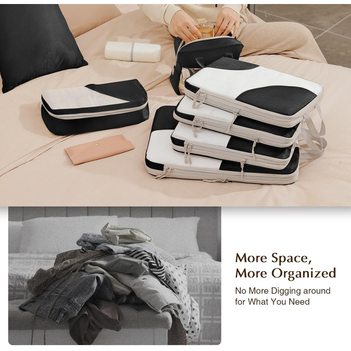 Органайзери для валізи DIMJ - Набір 8 шт. для подорожей, чорного кольору