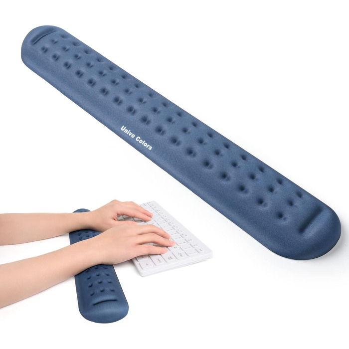 Підставка для зап'ястя під клавіатуру Univo Colors з Memory Foam, Ergonomic, для комп'ютера, ноутбука, офісу, геймінгу, Marineblau (Синій)