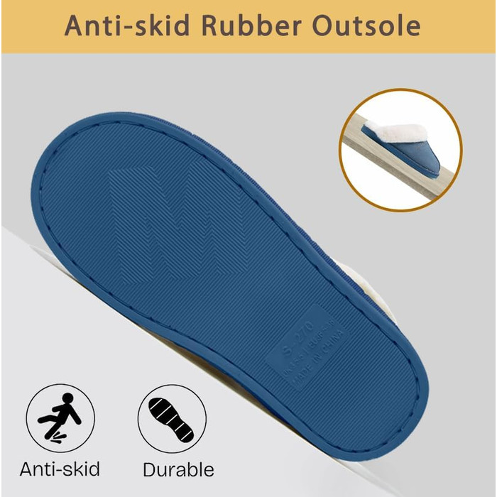 Тапочки домашні Donpapa для жінок та чоловіків, зимові, теплі, з м'якої плюшевої тканини та піною з пам'яттю, імітація овечої шкури, антиковзаючі, для дому та вулиці (38.5/40 EU, Concord Blau)