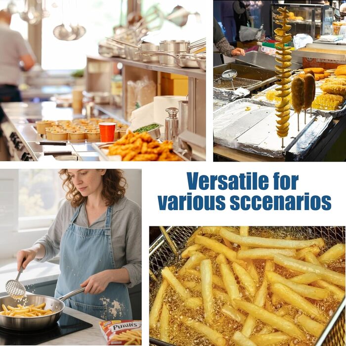 Набір сит для їжі з нержавіючої сталі WIYETY (2 шт.): сито для макаронів, корзина для фритюрниці, кухонне сито, Ø16см + Ø18см