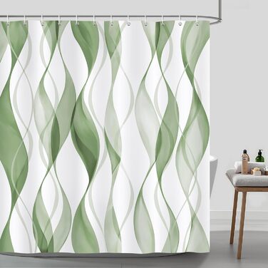 Шторка для душу Bonhause 180x180 см, водонепроникна, антигрибкова, смугаста, з 12 кільцями