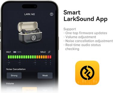 Hollyland Lark M2 Бездротовий петличний мікрофон для iPhone 17/16/15 та Android, 300м радіус дії, Hi-Fi звук, 30 год роботи від акумулятора (версія для камери)