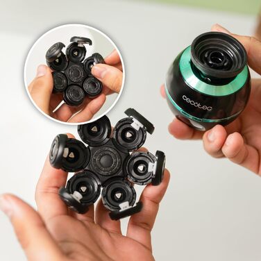 Електричний голчастий триммер Cecotec Bamba PrecisionCare для гоління голови, 7 плаваючих лез, 60 хв роботи, станція зарядки, дисплей, портативний, легке очищення