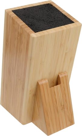 GRÄWE Universal Knife Block made of Bamboo with Bristle Insert and Scissors Slot, Square, 24 x 11 x 17 cm, without knives