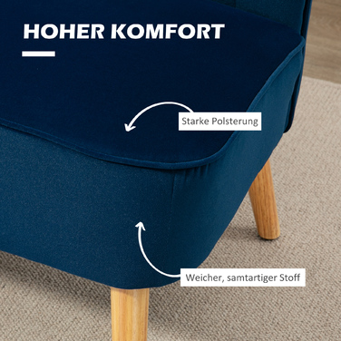 HOMCOM Two-Seater Kitchen Sofa, Armless Sofa, Easy-Care Sofa, Dark Blue