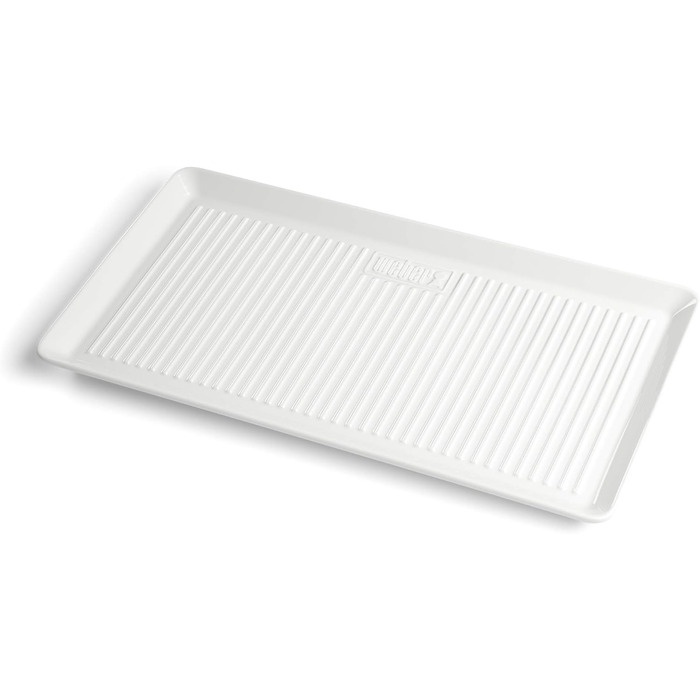 Weber Porcelain Serving Platter (40 x 22cm), made of extremely durable, scratch-resistant hard porcelain, perfect for outdoor use, extra reinforced bottom, dishwasher-safe - White (17884)
