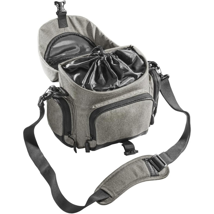 Сумка для камери Mantona Premium: підходить для DSLR та DSLM камер з об'єктивом (з захистом від пилу, м'яким плечовим ременем, застібкою-кліпсою, регульованим внутрішнім відділенням) тауп L Тауп