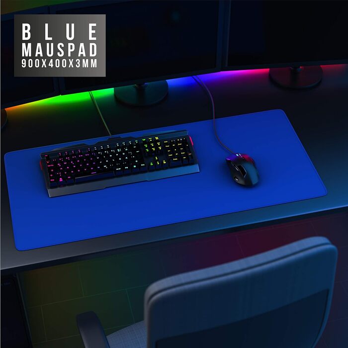 Килимок для миші TITANWOLF XXL 900 x 400mm - великий, для геймінгу, синій