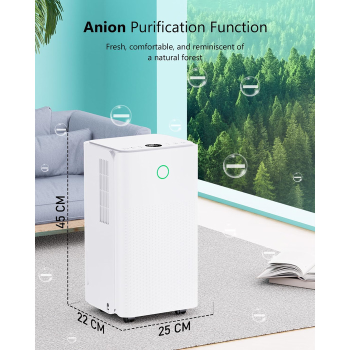 Електричний осушувач повітря 12л/день - тихий, з 3 режимами, таймером, автоматичною відтайкою та енергозбереженням для дому, квартири, підвалу