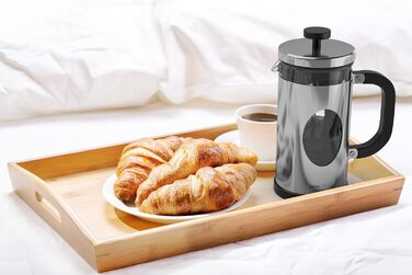 bonVIVO GAZETARO French Press - кавоварка френч-прес з нержавіючої сталі, скляна колба, 8 чашок (срібло)