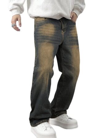 Чоловічі джинси Baggy JMIERR Y2K Wide Leg Denim Streetwear Raw Loose Fit Hip Hop XL (Брудний синій)