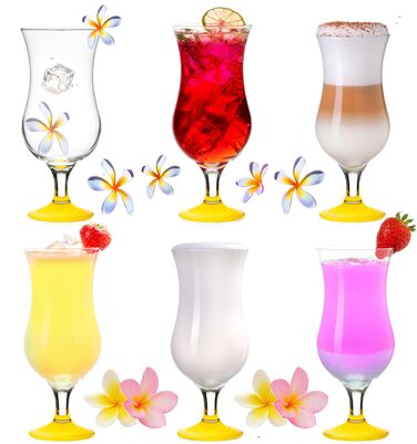 Набір келихів для коктейлів PLATINUX 6 шт, 400 мл (жовті) - Longdrink, Hurricane, Party