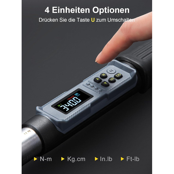 Цифровий шуруповерт з моментом, 2.66-53.1 In-lbs/ 1/4'' Drive, 17-340Nm, з індикатором крутного моменту, звуковим сигналом та LED-дисплеєм, 27 в 1
