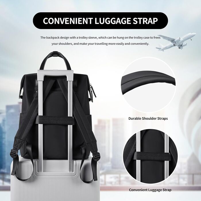 GOLF QUALITY Women's Backpack, Elegant Shoulder Bag Large Casual Daypack Small Women's Laptop 15.6 inch Daypack with Laptop Compartment Modern Work Backpack Tote Bag for Women Apricot (Black)