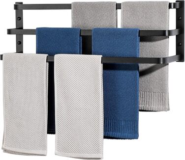 Тримач для рушників SAYAYO, чорний, 64 см, 3 стійки, для ванної кімнати та кухні