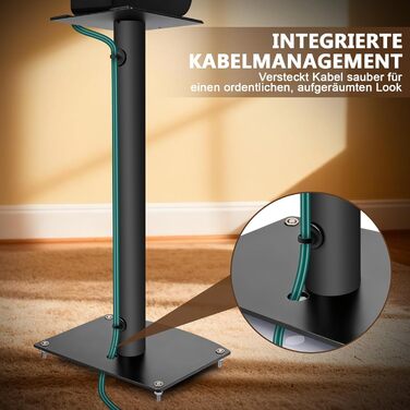 Підставка для акустики 65-85 см, регульована по висоті, дерев'яні підставки для сателітної акустики 4-10 дюймів, 20 кг вантажопідйомність, набір 2 шт. (Чорний - Метал)