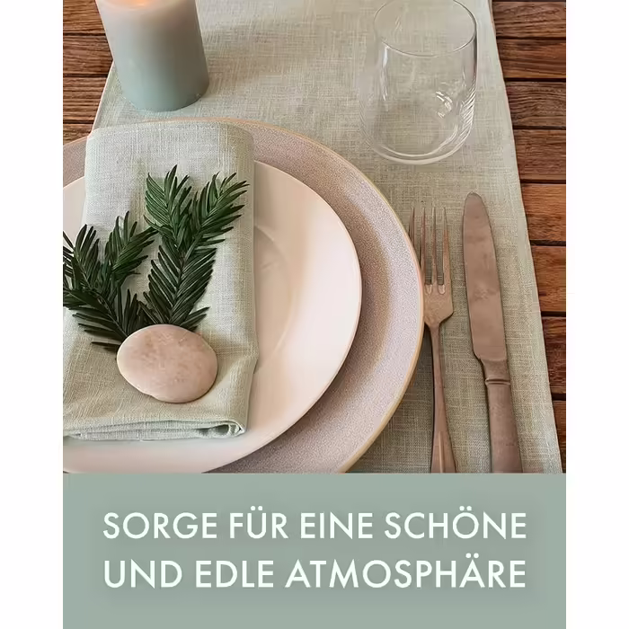 Farnberg Premium Linen Table Runner - Modern Table Decoration for Kitchen Table, Dining Table - Table Runner - Tablecloth - (40 x 150 cm) - Solid Mint