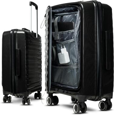 Чорний валіза-тролі 100 літрів з TSA замком - валіза з жорстким корпусом для подорожей