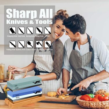 Набір для заточування ножів Vuwo Schleifstein 400/1000 грінь - 2-в-1, з підставкою, для професійного заточування