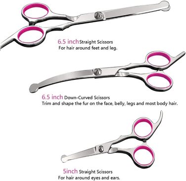Професійна ножиця для грумінгу собак та котів, 6.5 дюймів, рожева
