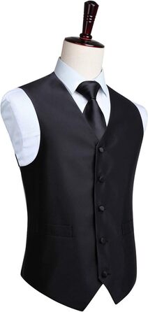 Костюм-трійка для чоловіків HISDERN V3-01: елегантна жилетка з двобортною застібкою, вузький крій, жаккард з візерунком пає, чорний, 6XL