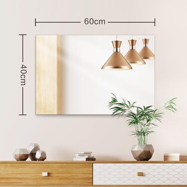 Дзеркало настінне прямокутне 40x60 см без рами, сучасне для ванної кімнати, HD скляне дзеркало