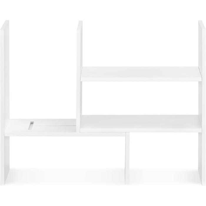 Navaris Acacia Desk Organizer 64x15.5x40 - Desk Shelf Organization System Adjustable - Corner Shelf for Kitchen Office Bathroom Shelf Attachment - Natural (White)