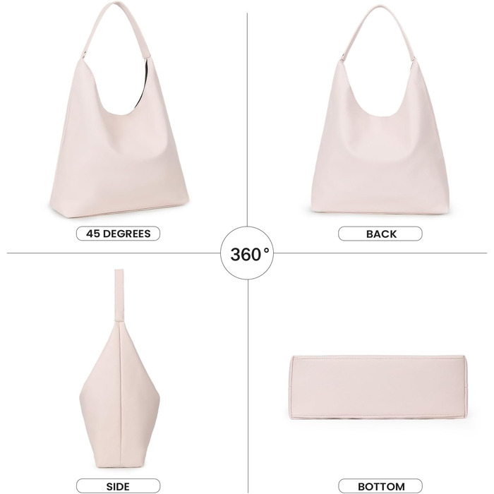 Сумка жіноча GSenhui Hobo Bag бежева: велика шопер-баг з м'якої шкіри для роботи, навчання та покупок