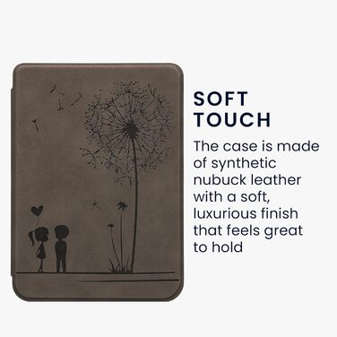 Чохол kwmobile для Kobo Clara BW/Clara Colour/Tolino Shine (5)/Shine Color - чохол з штучної шкіри (Pusteblume Love Grey)