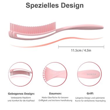 Щітка для кучерявого волосся: розплутування, розгладження, для мокрого та сухого волосся, зменшення пошкоджень, для жінок, чоловіків, дітей (Рожевий/Блакитний)