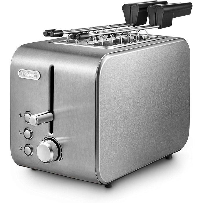 Тостер De'Longhi CTX2203.S: 3 функції, регулювання ступеня прожарювання, з тацею для крихт, 550 Вт, срібний
