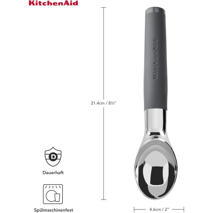 Прес для часнику KitchenAid Softgrip сірий (вугільний), з дерев'яною ручкою