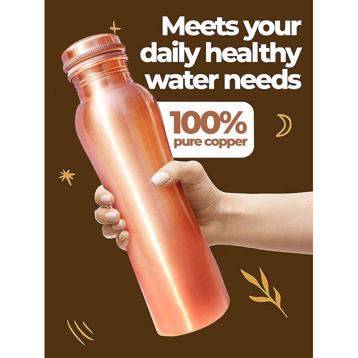Copper water bottle with diamond cut design, leak-proof, Ayurvedic drinking vessel, copper vessel for sports, gym, outdoors, yoga (Design 3)