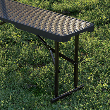 Outsunny 3-Piece Picnic Table and Bench Set, Folding, Plastic & Metal, Black