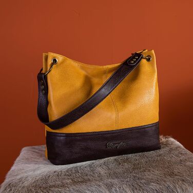 Сумка жіноча Wrangler Hobo двоколірна жовта з екошкіри з ручкою та плечовим ременем