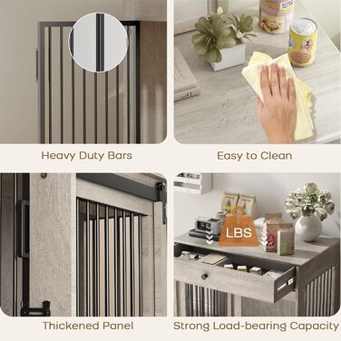 Кішка/песик: Дерев'яна будка для великих собак з ящиком, поворотна миска, сіра