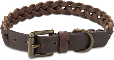 Сплетене шкіряне нашийник для собак – міцний ручної роботи, з високоякісної шкіри буйвола, Clarissa (M (36.0-45.0cm))
